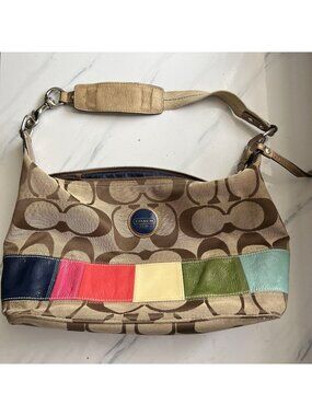 COACH F15586  Signature Stripe Multi Color Shoulder Bag Y2K